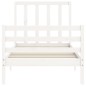 vidaXL Estructura de cama con cabecero madera maciza blanco 90x200 cm
