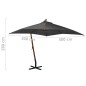 vidaXL Sombrilla colgante con palo madera abeto gris antracita 3x3 m