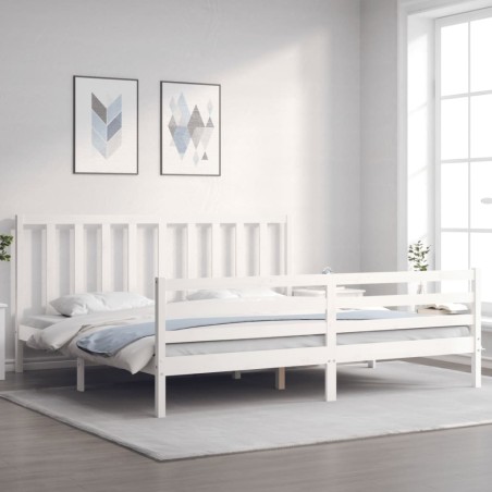 vidaXL Estructura de cama con cabecero madera maciza blanco 200x200 cm