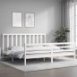 vidaXL Estructura de cama con cabecero madera maciza blanco 200x200 cm vidaXL Estructura de cama con cabecero madera maciza blanco 200x200 cm