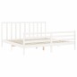 vidaXL Estructura de cama con cabecero madera maciza blanco 200x200 cm vidaXL Estructura de cama con cabecero madera maciza blanco 200x200 cm
