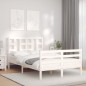 vidaXL Estructura cama de matrimonio con cabecero madera maciza blanco vidaXL Estructura cama de matrimonio con cabecero madera maciza blanco