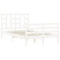 vidaXL Estructura cama de matrimonio con cabecero madera maciza blanco vidaXL Estructura cama de matrimonio con cabecero madera maciza blanco