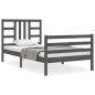 vidaXL Estructura de cama con cabecero madera maciza gris 90x200 cm