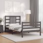 vidaXL Estructura de cama con cabecero madera maciza gris 90x200 cm