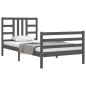 vidaXL Estructura de cama con cabecero madera maciza gris 90x200 cm