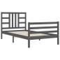 vidaXL Estructura de cama con cabecero madera maciza gris 90x200 cm