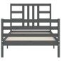 vidaXL Estructura de cama con cabecero madera maciza gris 90x200 cm