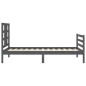 vidaXL Estructura de cama con cabecero madera maciza gris 90x200 cm