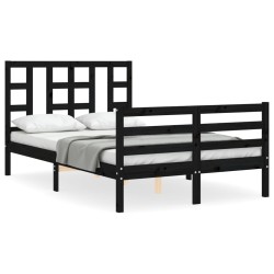 vidaXL Estructura de cama con cabecero madera maciza negro 120x200 cm