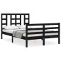 vidaXL Estructura de cama con cabecero madera maciza negro 120x200 cm vidaXL Estructura de cama con cabecero madera maciza negro 120x200 cm