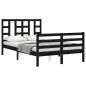 vidaXL Estructura de cama con cabecero madera maciza negro 120x200 cm vidaXL Estructura de cama con cabecero madera maciza negro 120x200 cm