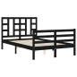 vidaXL Estructura de cama con cabecero madera maciza negro 120x200 cm vidaXL Estructura de cama con cabecero madera maciza negro 120x200 cm