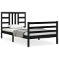 vidaXL Estructura de cama con cabecero madera maciza negro 100x200 cm