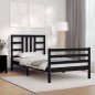 vidaXL Estructura de cama con cabecero madera maciza negro 100x200 cm