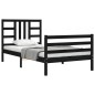 vidaXL Estructura de cama con cabecero madera maciza negro 100x200 cm