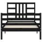 vidaXL Estructura de cama con cabecero madera maciza negro 100x200 cm