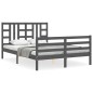 vidaXL Estructura de cama con cabecero madera maciza gris 140x190 cm vidaXL Estructura de cama con cabecero madera maciza gris 140x190 cm