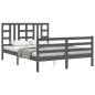 vidaXL Estructura de cama con cabecero madera maciza gris 140x190 cm vidaXL Estructura de cama con cabecero madera maciza gris 140x190 cm