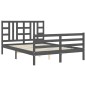 vidaXL Estructura de cama con cabecero madera maciza gris 140x190 cm vidaXL Estructura de cama con cabecero madera maciza gris 140x190 cm