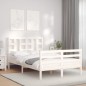vidaXL Estructura de cama con cabecero madera maciza blanco 120x200 cm vidaXL Estructura de cama con cabecero madera maciza blanco 120x200 cm