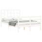 vidaXL Estructura de cama con cabecero madera maciza blanco 120x200 cm vidaXL Estructura de cama con cabecero madera maciza blanco 120x200 cm
