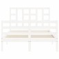 vidaXL Estructura de cama con cabecero madera maciza blanco 120x200 cm vidaXL Estructura de cama con cabecero madera maciza blanco 120x200 cm
