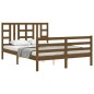 vidaXL Estructura de cama matrimonio con cabecero madera marrón miel