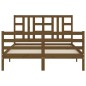 vidaXL Estructura de cama matrimonio con cabecero madera marrón miel