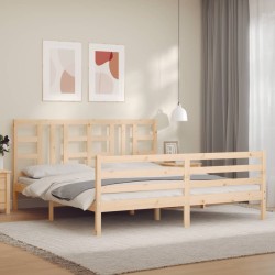 vidaXL Estructura de cama de matrimonio con cabecero madera maciza