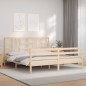 vidaXL Estructura de cama de matrimonio con cabecero madera maciza