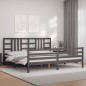 vidaXL Estructura de cama con cabecero madera maciza gris 200x200 cm vidaXL Estructura de cama con cabecero madera maciza gris 200x200 cm