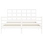 vidaXL Estructura de cama con cabecero madera maciza blanco 160x200 cm