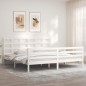 vidaXL Estructura cama de matrimonio con cabecero madera maciza blanco vidaXL Estructura cama de matrimonio con cabecero madera maciza blanco