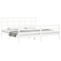 vidaXL Estructura cama de matrimonio con cabecero madera maciza blanco vidaXL Estructura cama de matrimonio con cabecero madera maciza blanco