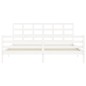 vidaXL Estructura cama de matrimonio con cabecero madera maciza blanco vidaXL Estructura cama de matrimonio con cabecero madera maciza blanco