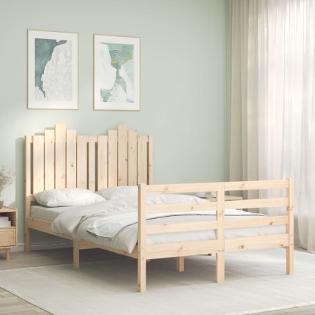 vidaXL Estructura de cama de matrimonio con cabecero madera maciza