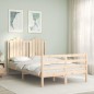 vidaXL Estructura de cama de matrimonio con cabecero madera maciza