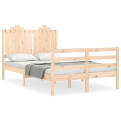 vidaXL Estructura de cama de matrimonio con cabecero madera maciza