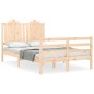 vidaXL Estructura de cama de matrimonio con cabecero madera maciza