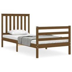 vidaXL Estructura cama con cabecero madera maciza marrón miel 90x200cm