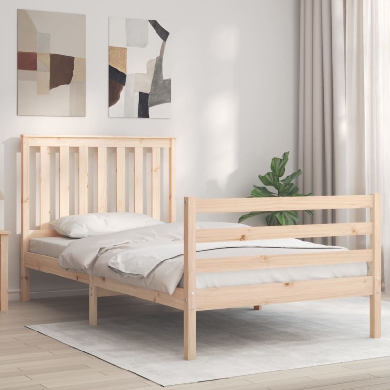 vidaXL Estructura de cama con cabecero madera maciza 100x200 cm vidaXL Estructura de cama con cabecero madera maciza 100x200 cm