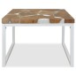 vidaXL Mesa de centro de teca y resina 60x60x40 cm