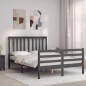 vidaXL Estructura de cama con cabecero madera maciza gris 140x200 cm