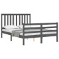 vidaXL Estructura de cama con cabecero madera maciza gris 140x200 cm