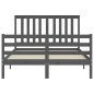 vidaXL Estructura de cama con cabecero madera maciza gris 140x200 cm