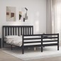 vidaXL Estructura de cama con cabecero madera maciza negro 160x200 cm vidaXL Estructura de cama con cabecero madera maciza negro 160x200 cm