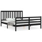 vidaXL Estructura de cama con cabecero madera maciza negro 160x200 cm vidaXL Estructura de cama con cabecero madera maciza negro 160x200 cm