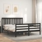 vidaXL Estructura de cama con cabecero madera maciza negro 160x200 cm vidaXL Estructura de cama con cabecero madera maciza negro 160x200 cm