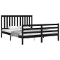 vidaXL Estructura de cama con cabecero madera maciza negro 160x200 cm vidaXL Estructura de cama con cabecero madera maciza negro 160x200 cm